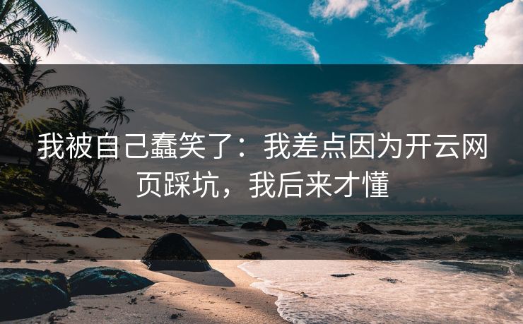 我被自己蠢笑了：我差点因为开云网页踩坑，我后来才懂