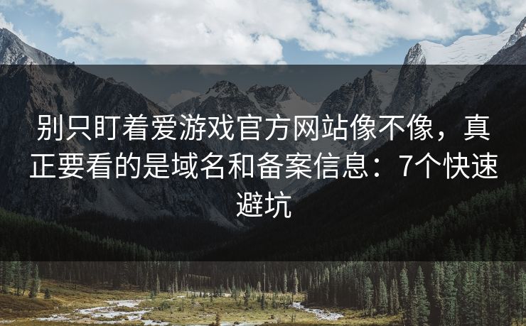 别只盯着爱游戏官方网站像不像，真正要看的是域名和备案信息：7个快速避坑