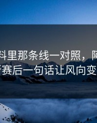 49tk资料里那条线一对照，阿尔瓦雷斯赛后一句话让风向变了