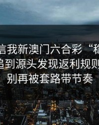 有人私信我新澳门六合彩“稳赚”链接，我追到源头发现返利规则随时改：别再被套路带节奏