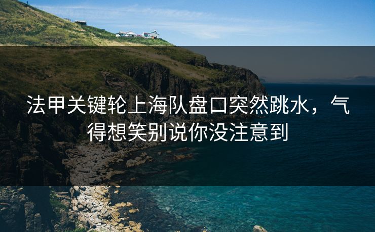 法甲关键轮上海队盘口突然跳水，气得想笑别说你没注意到