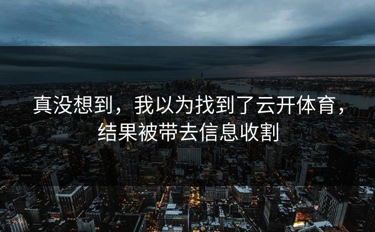 真没想到，我以为找到了云开体育，结果被带去信息收割